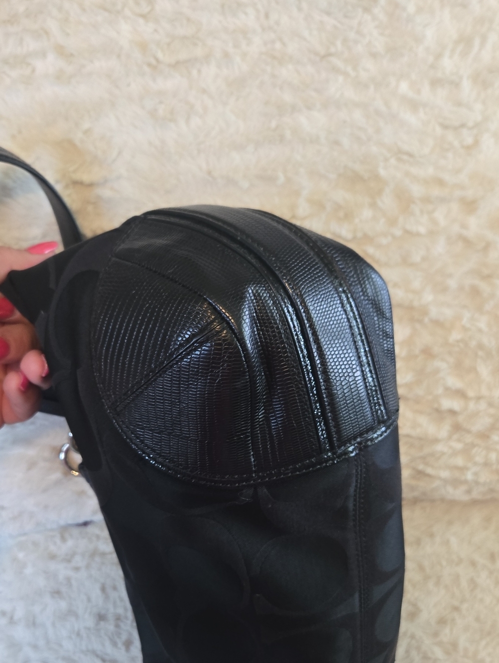 Coach Black Signature Hobo Shoulder Bag with Silver Hardware LIKE NEW CONDITION - Picture 7 of 10